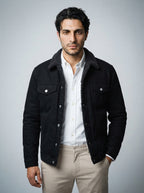 The Harlech Twill Trucker in Black