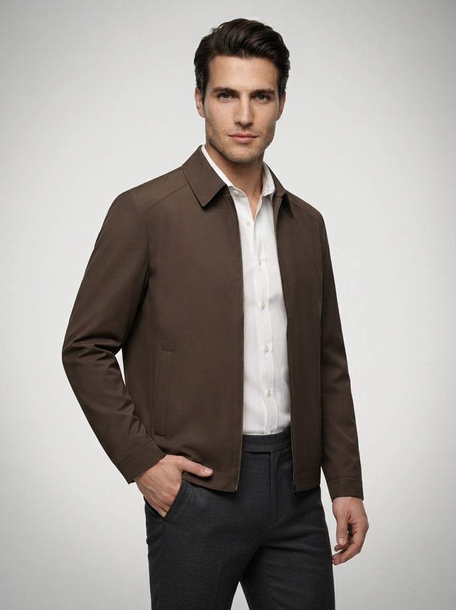 The Colvert Zip Blouson in Brown