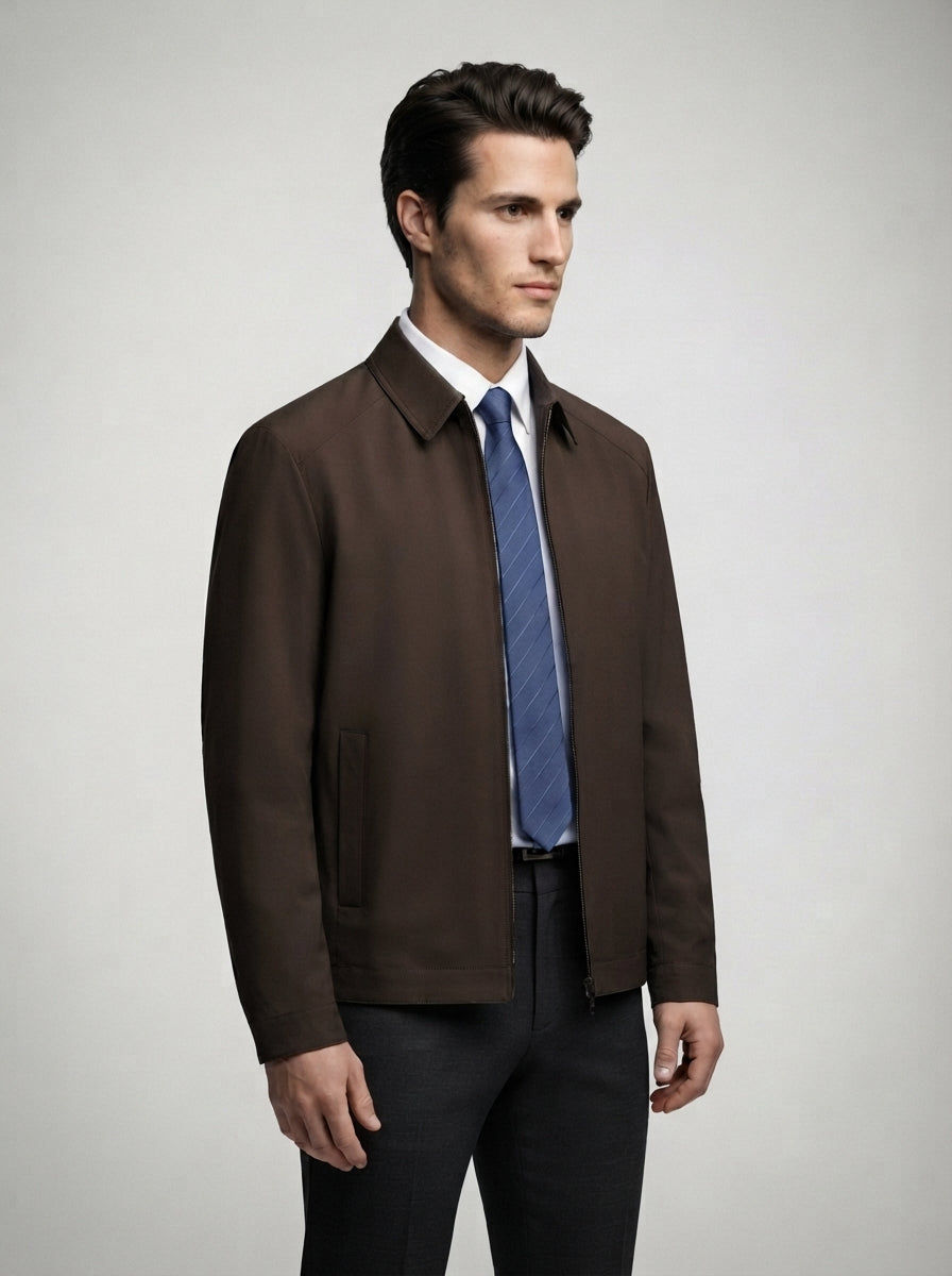 The Colvert Zip Blouson in Brown