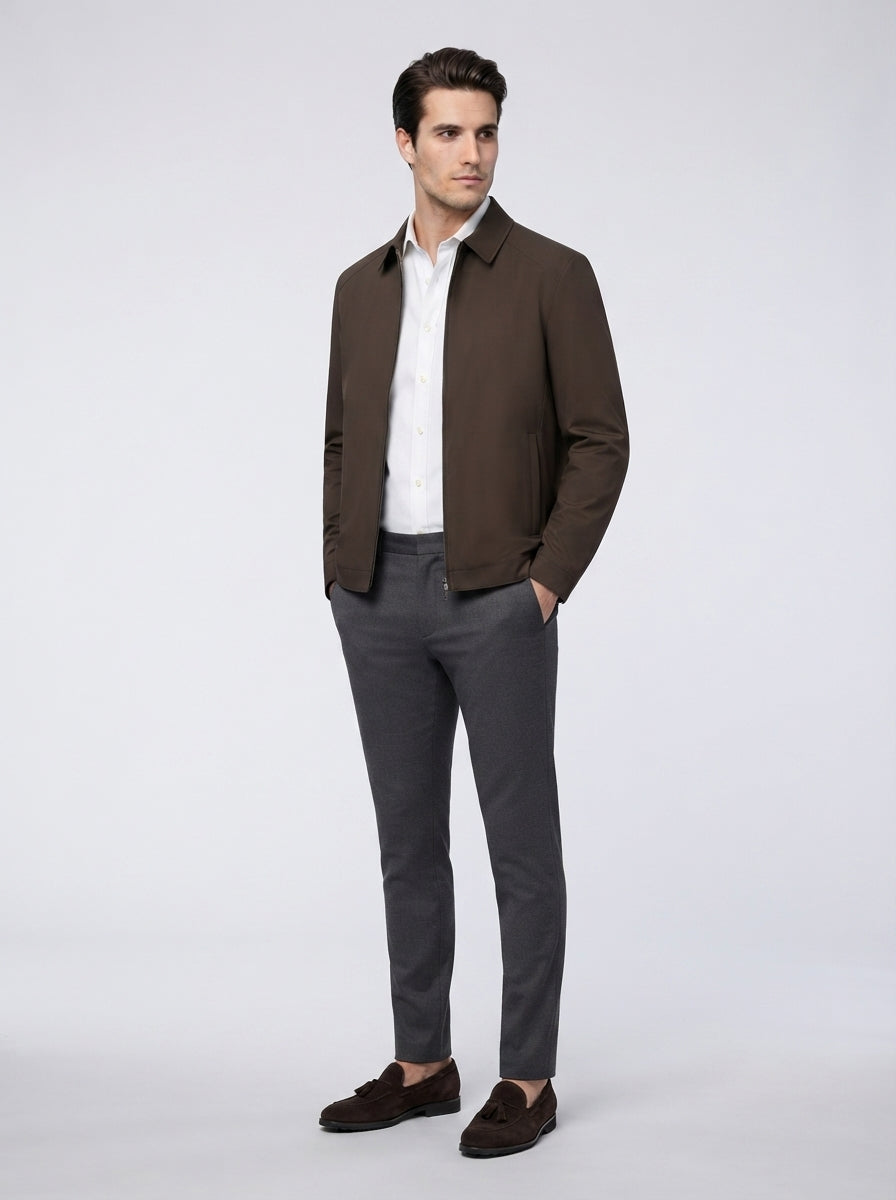 The Colvert Zip Blouson in Brown