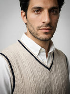The Barrowden Twist Knit Vest in Oatmeal