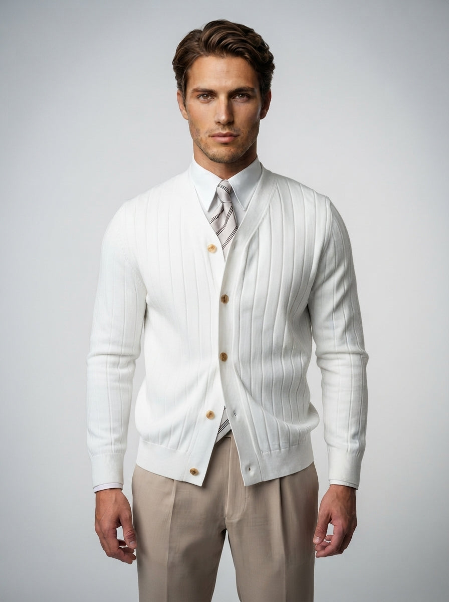 The Fairholme Rib Cardigan in Cream