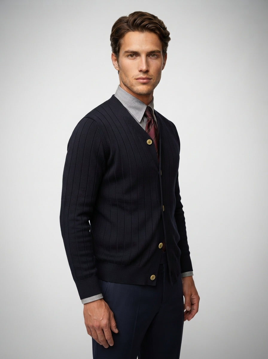 The Fairholme Rib Cardigan in Navy