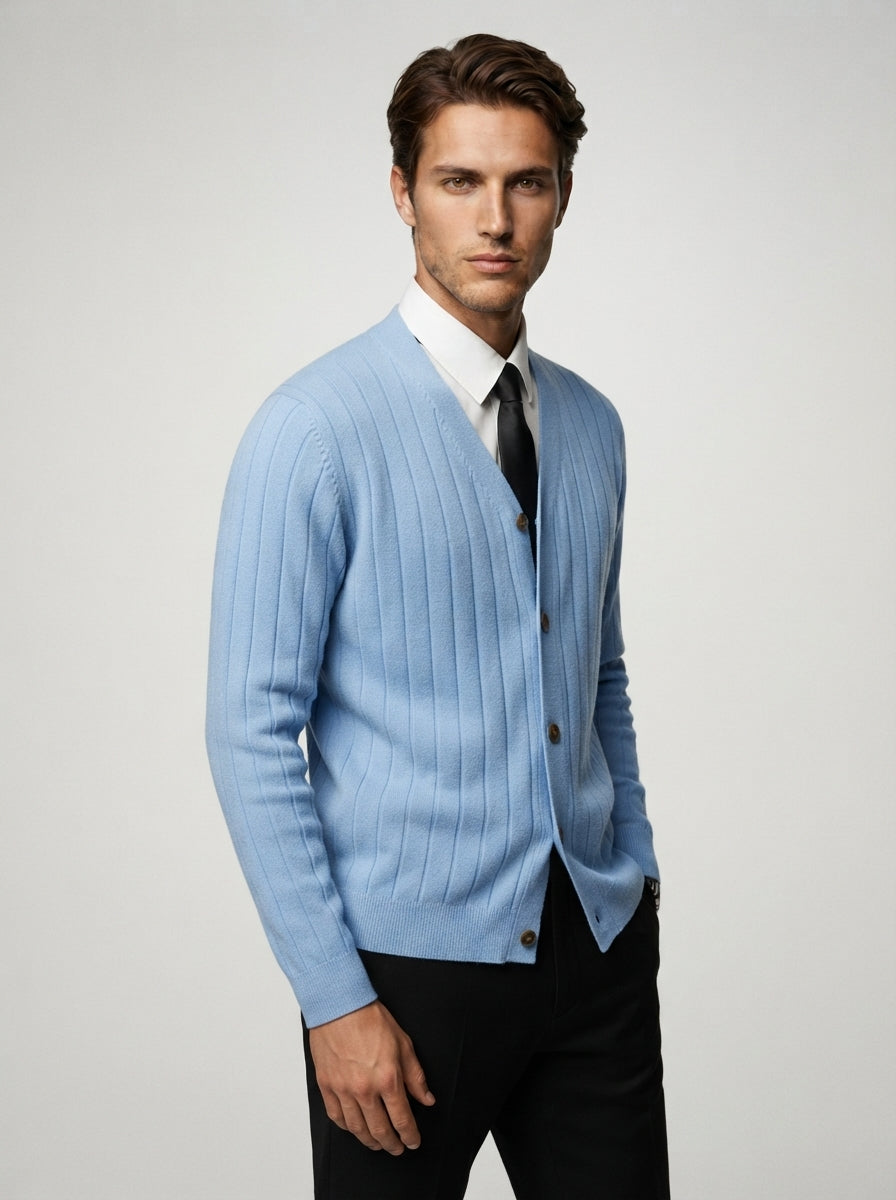 The Fairholme Rib Cardigan in Blue