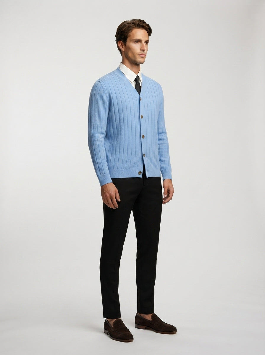 The Fairholme Rib Cardigan in Blue