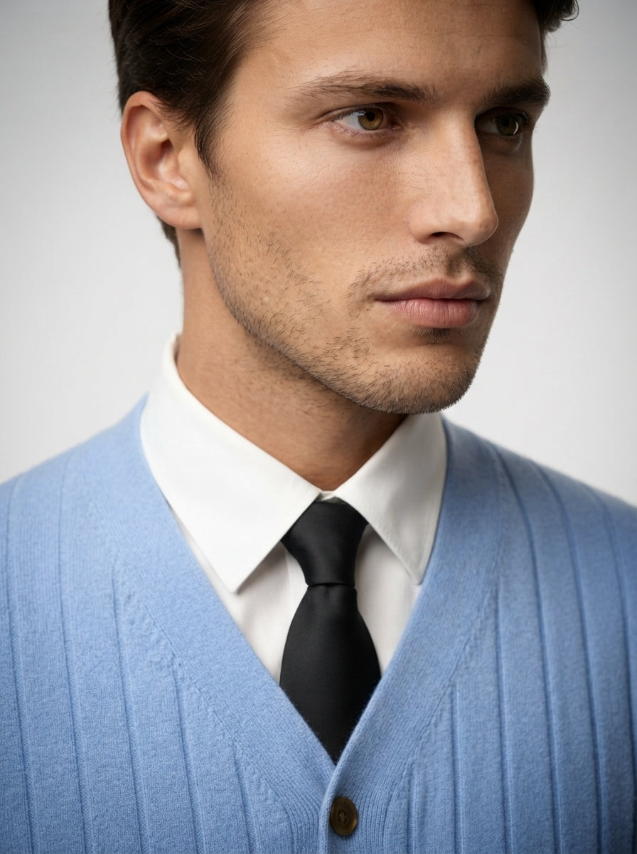 The Fairholme Rib Cardigan in Blue