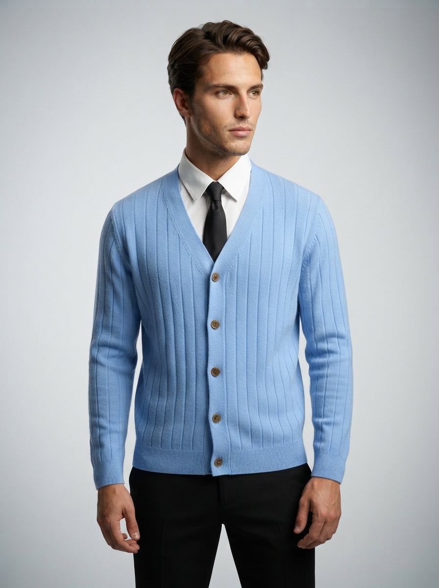 The Fairholme Rib Cardigan in Blue