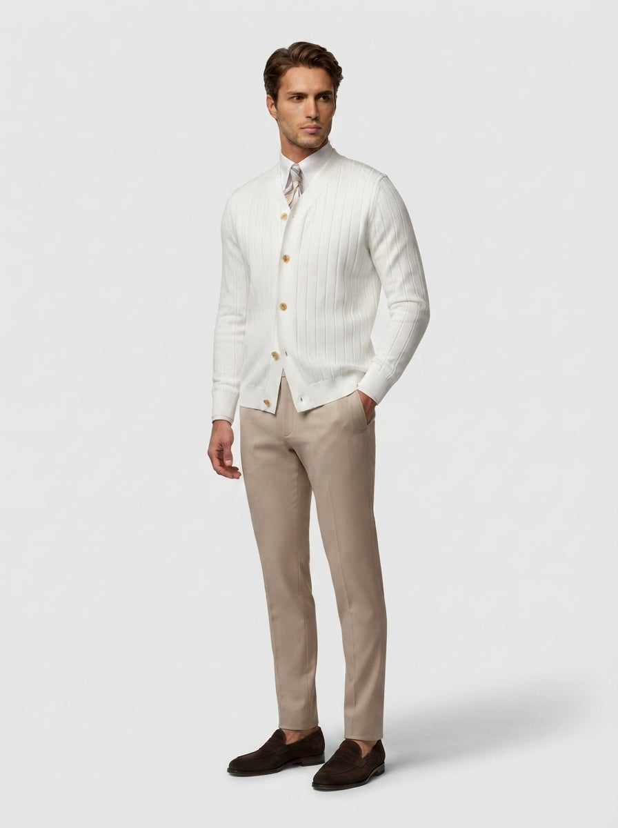 The Fairholme Rib Cardigan in Cream