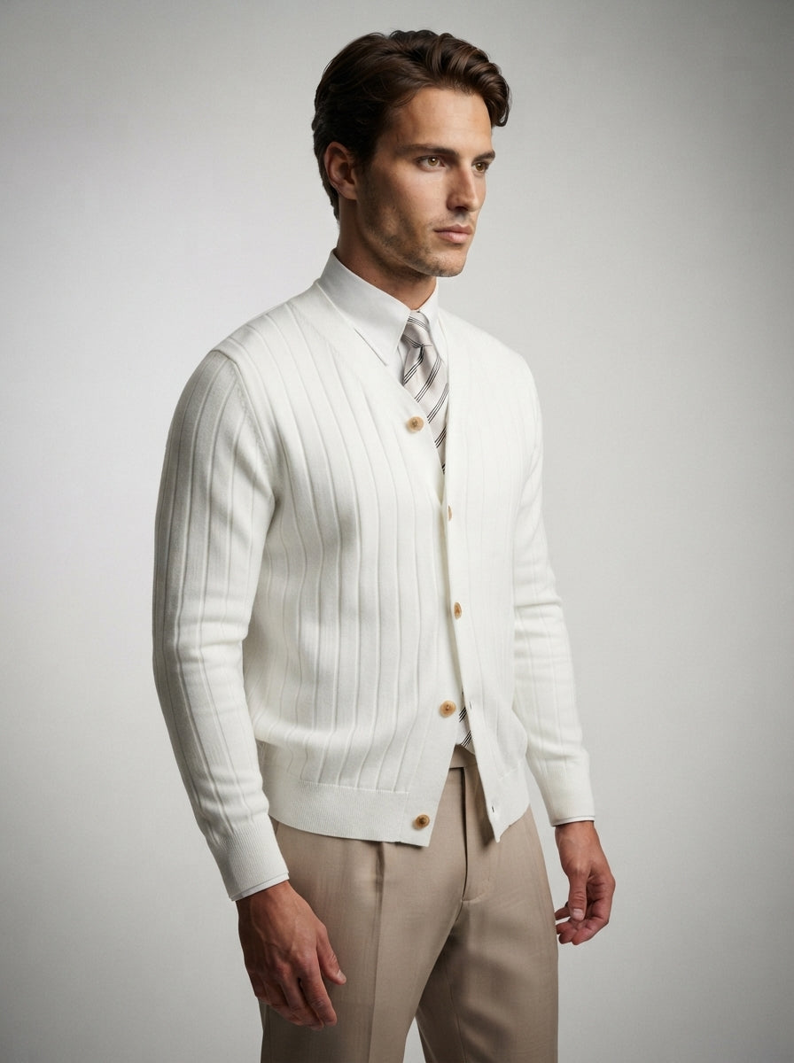The Fairholme Rib Cardigan in Cream