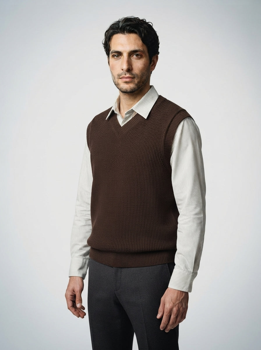The Hartsmere Waffle Vest in Brown