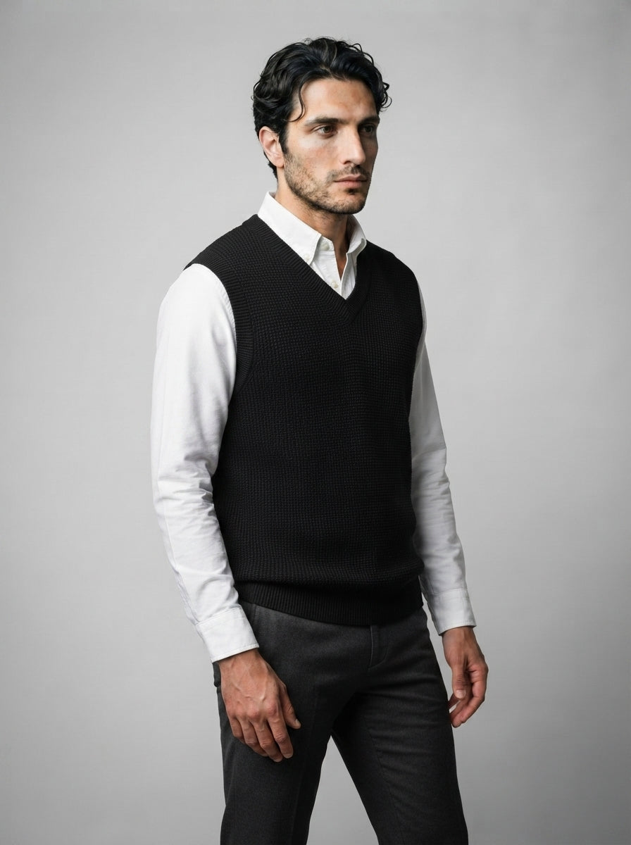 The Hartsmere Waffle Vest in Black