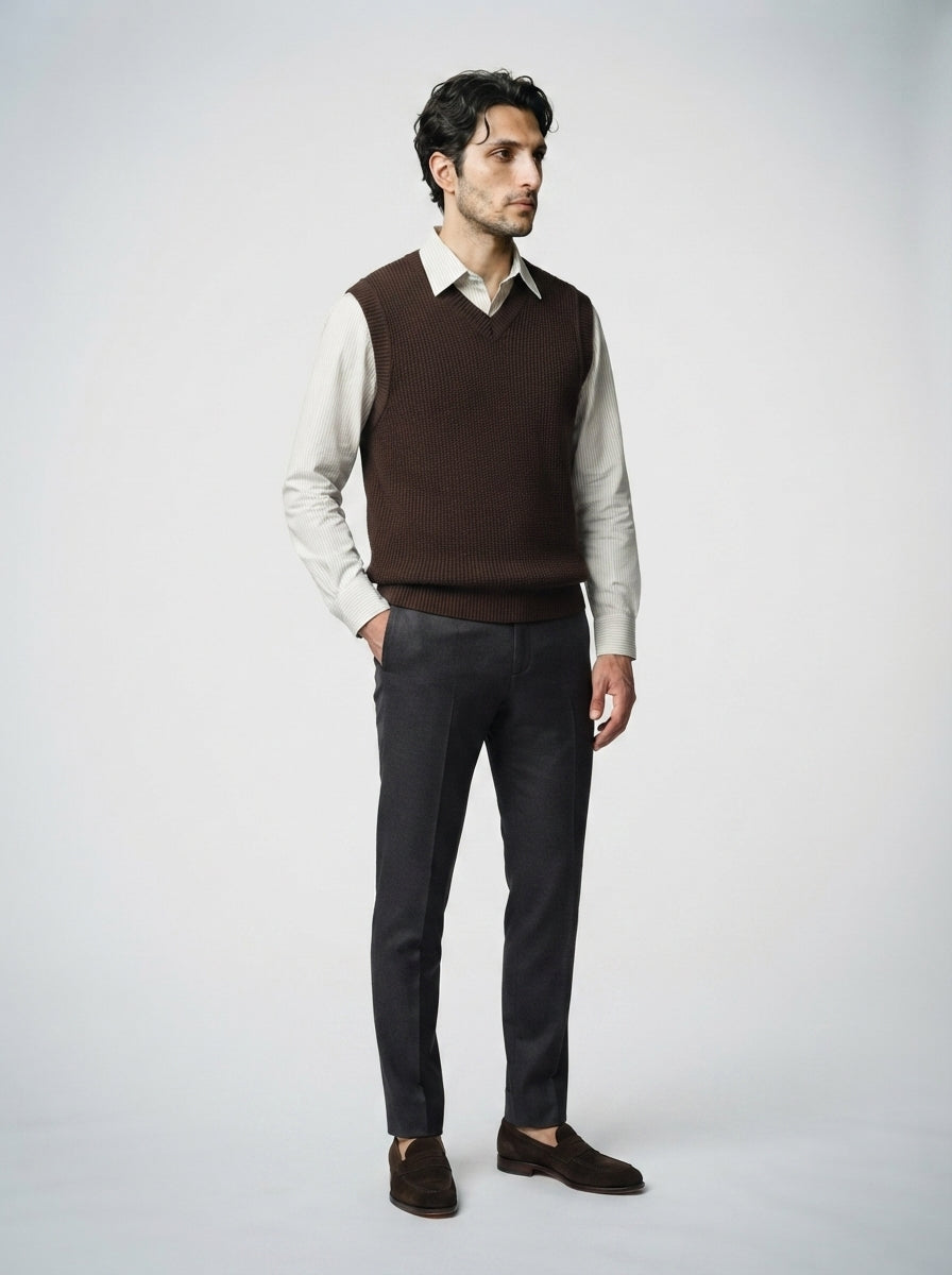 The Hartsmere Waffle Vest in Brown
