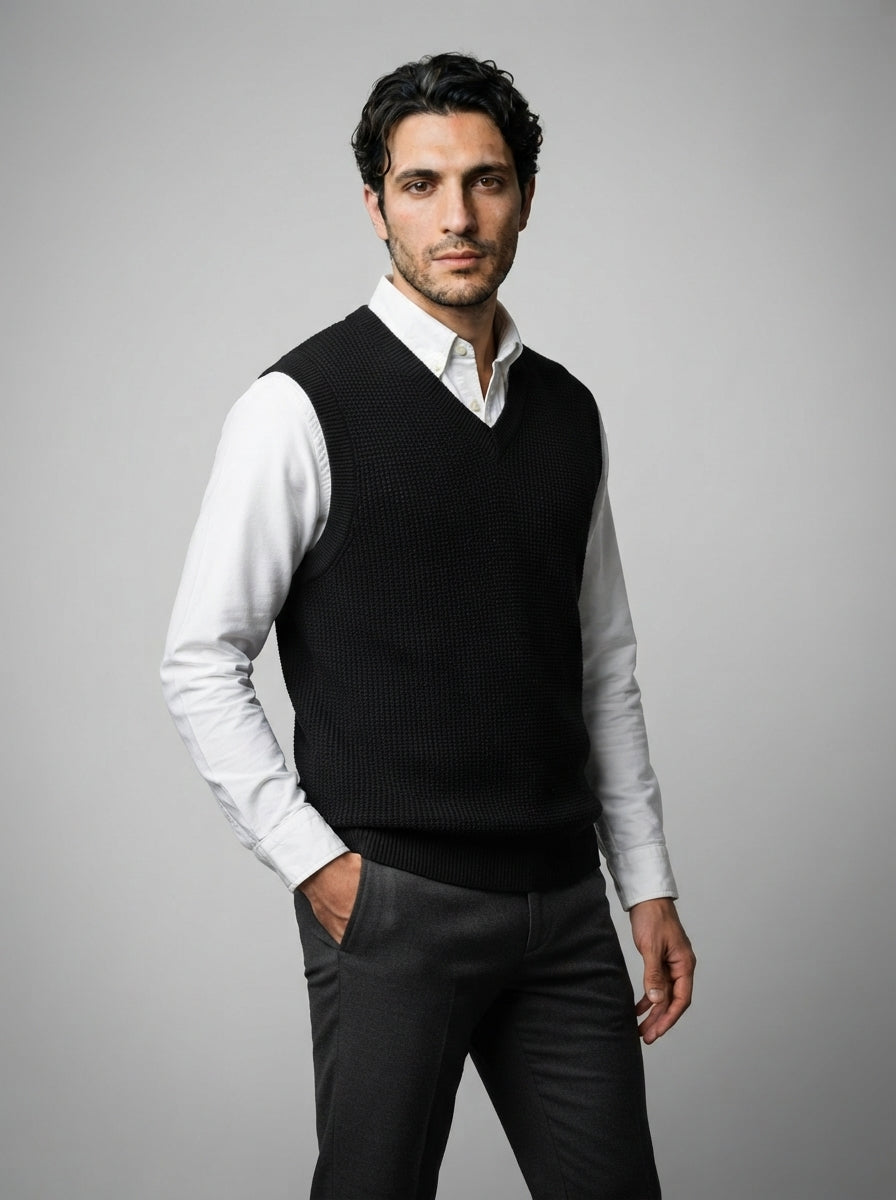 The Hartsmere Waffle Vest in Black