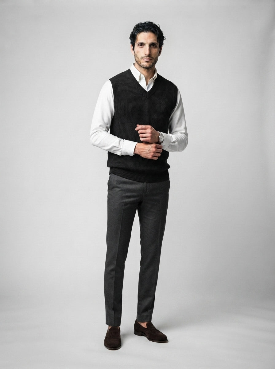 The Hartsmere Waffle Vest in Black