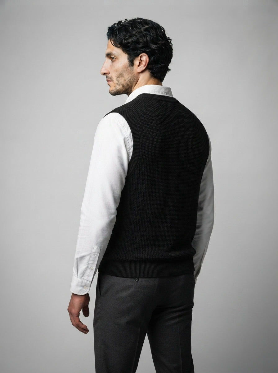 The Hartsmere Waffle Vest in Black