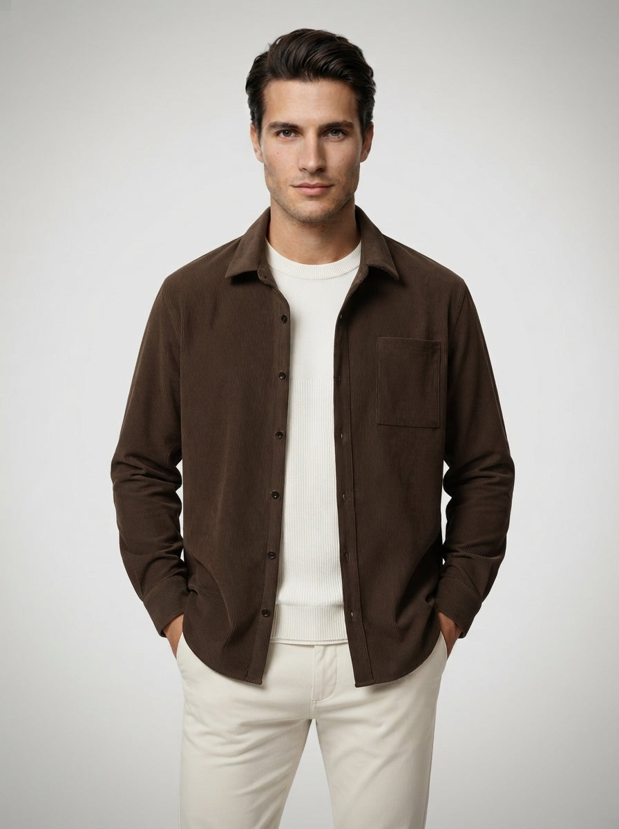 The Wyndham Corduroy Overshirt in Brown