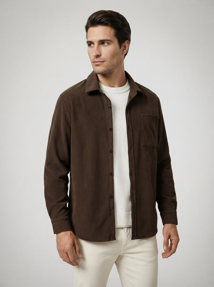 The Wyndham Corduroy Overshirt in Brown