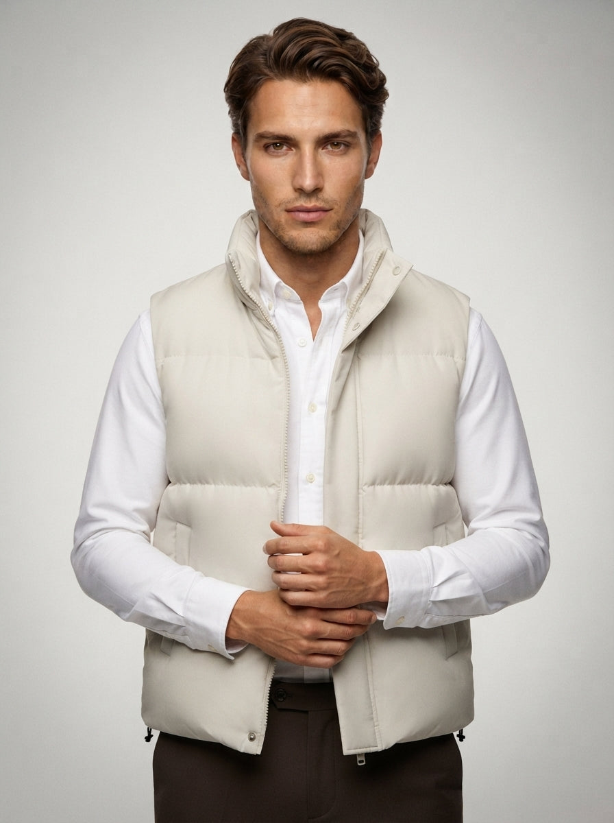 The Aylesford Padded Gilet in Stone