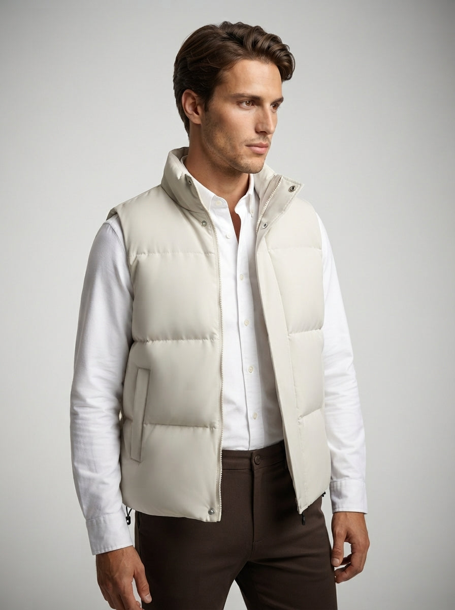 The Aylesford Padded Gilet in Stone