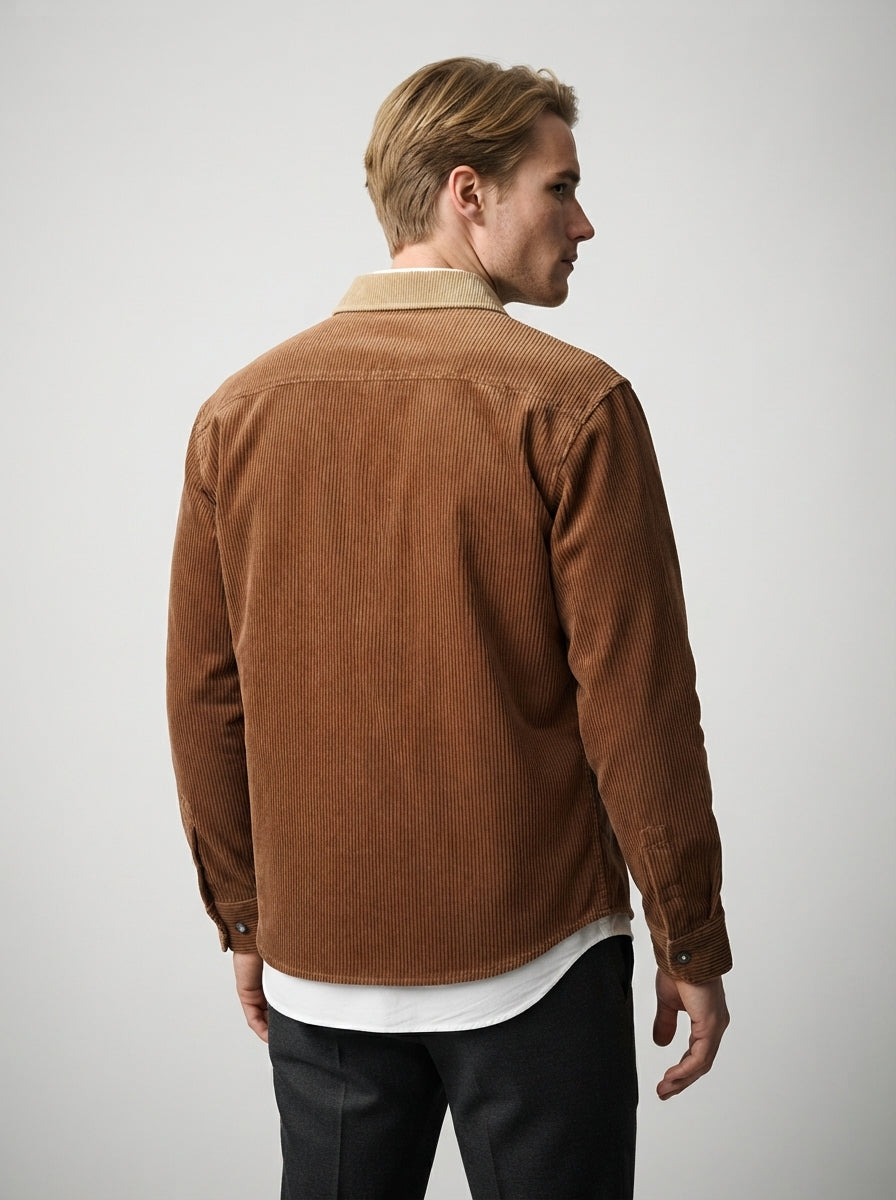 The Kelmscott Cord Overshirt in Brown