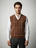 The Alverton Check Vest in Brown