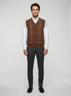 The Alverton Check Vest in Brown