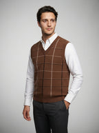 The Alverton Check Vest in Brown