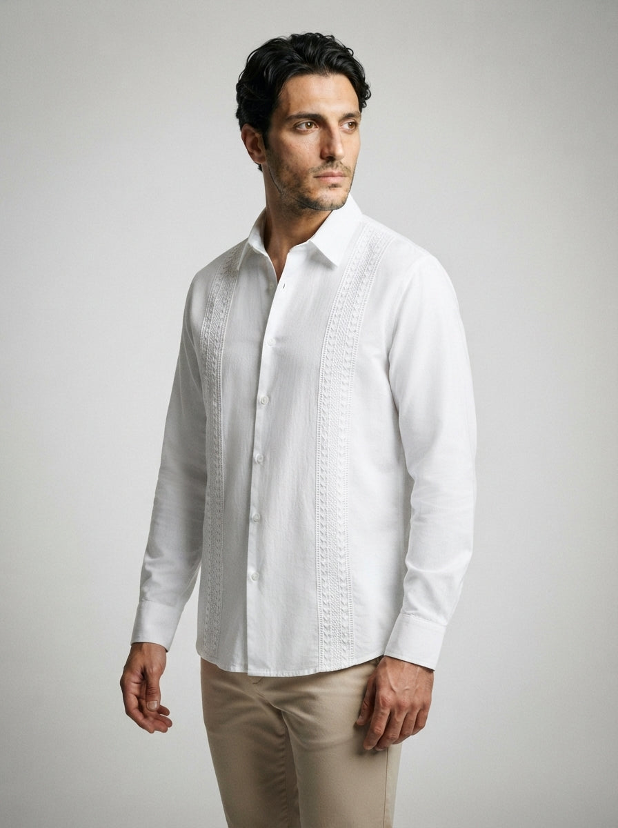 The Kelmscott Panel Shirt in White