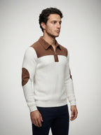 The Thetford Panel Zip Polo in Cream