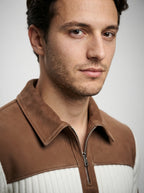 The Thetford Panel Zip Polo in Cream