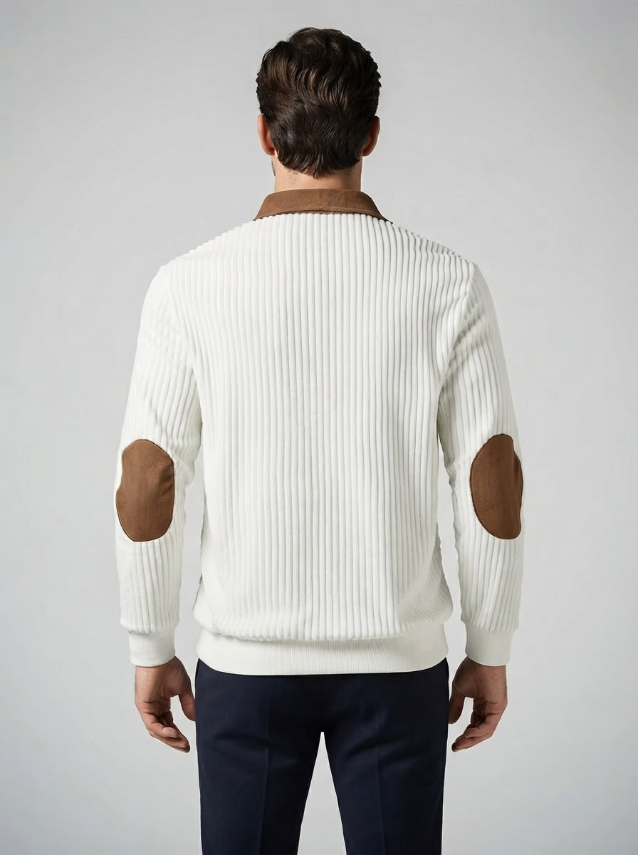 The Thetford Panel Zip Polo in Cream