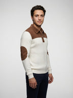 The Thetford Panel Zip Polo in Cream