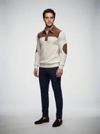 The Thetford Panel Zip Polo in Cream