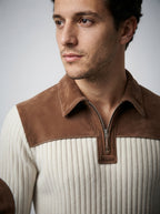 The Thetford Panel Zip Polo in Cream