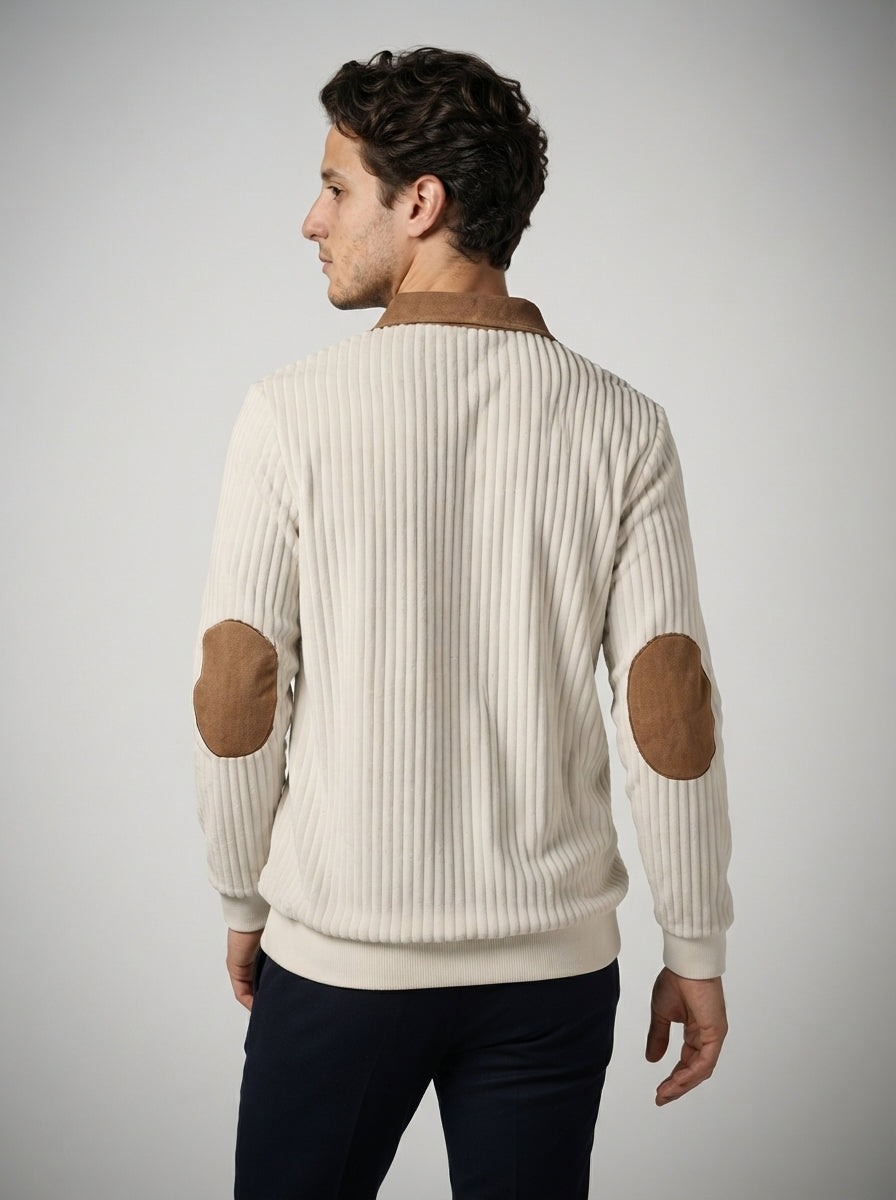 The Thetford Panel Zip Polo in Cream