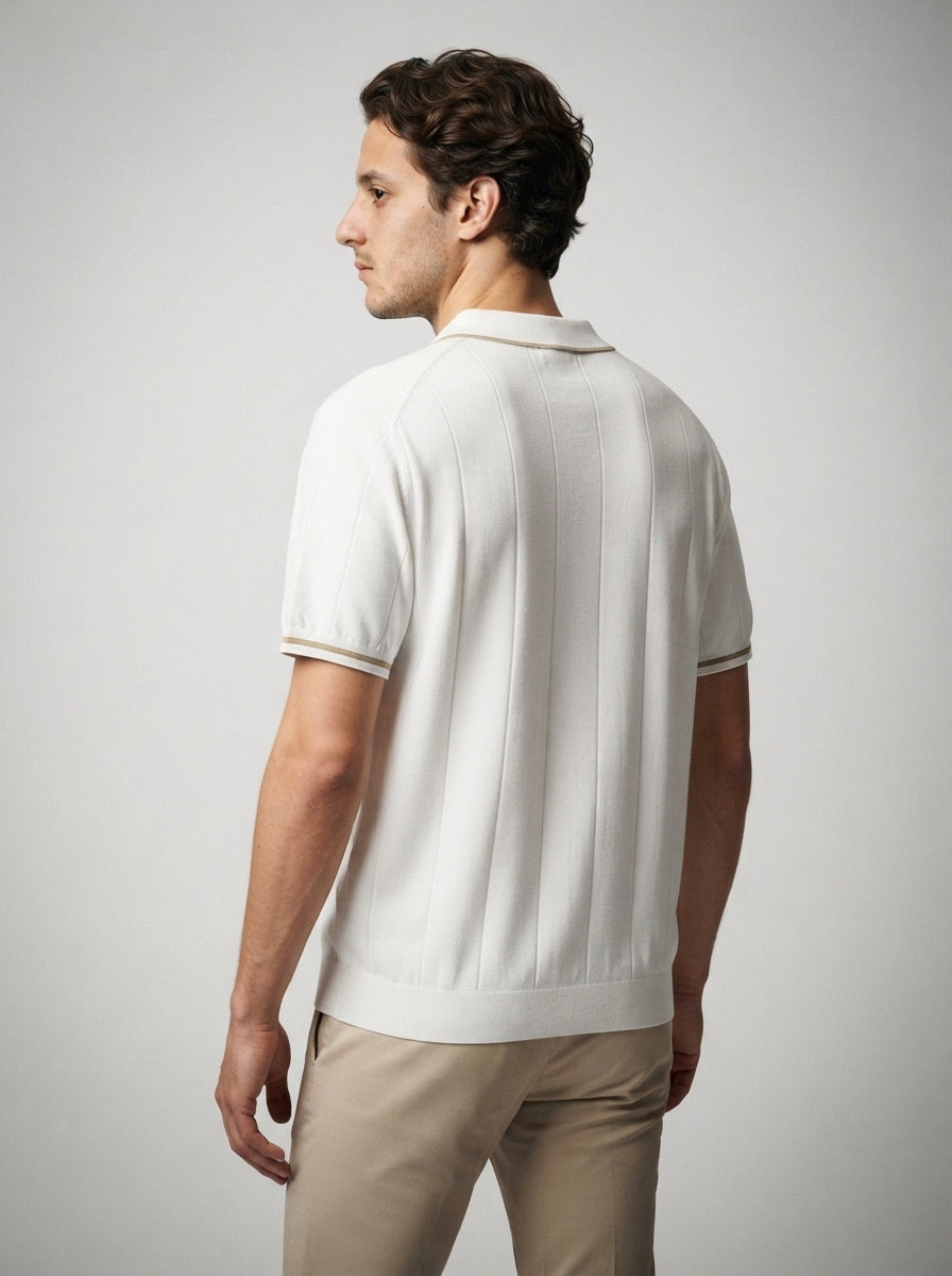 The Rothley Zip Polo in Cream
