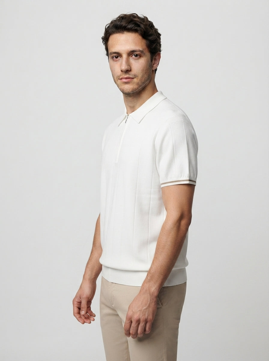 The Rothley Zip Polo in Cream