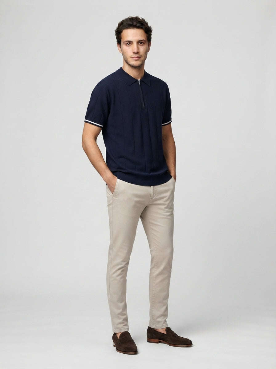The Rothley Zip Polo in Navy