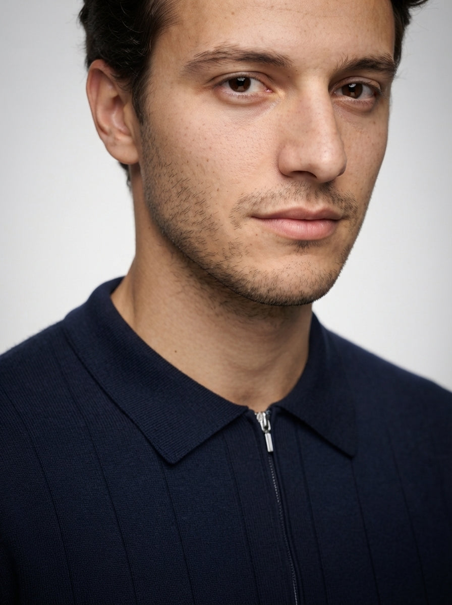 The Rothley Zip Polo in Navy