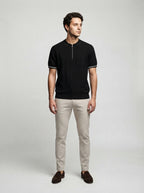 The Rothley Zip Polo in Black