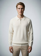 The Melrose Quarter Zip Polo in Cream