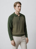 The Melrose Quarter Zip Polo in Olive