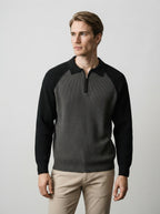 The Melrose Quarter Zip Polo in Charcoal