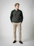 The Melrose Quarter Zip Polo in Charcoal