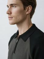 The Melrose Quarter Zip Polo in Charcoal