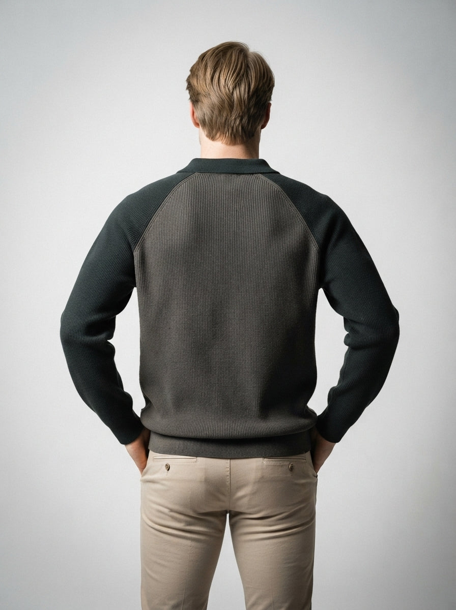 The Melrose Quarter Zip Polo in Charcoal