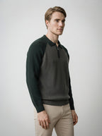 The Melrose Quarter Zip Polo in Charcoal