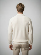 The Melrose Quarter Zip Polo in Cream