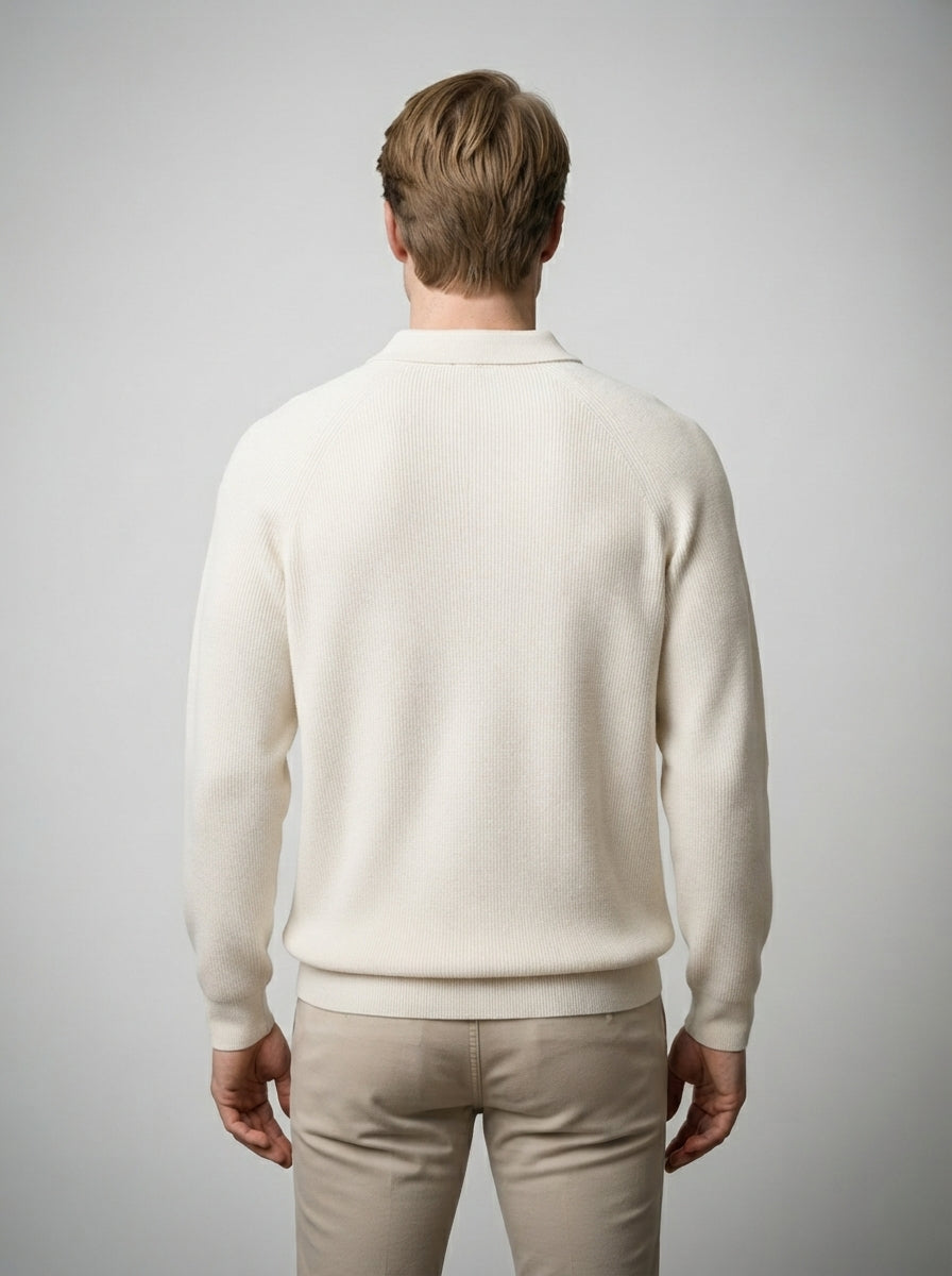 The Melrose Quarter Zip Polo in Cream