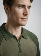 The Melrose Quarter Zip Polo in Olive